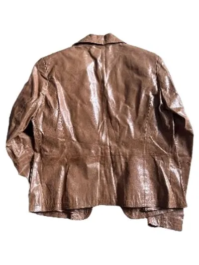 Best Connections Lederjacke Blazer Damen Gr. 40 Braun Vintage Echtleder