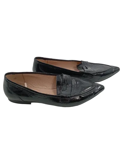 Caprice Damen Loafer Slipper Schwarz Lackleder Spitze Gr. 40