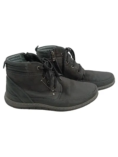 Lasocki Herren Stiefelette Schnürstiefel Schwarz Leder Gr. 42 Reißverschluss