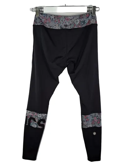 ASICS Damen Sport Leggings Blumenmuster Schwarz Größe S Motion Dry