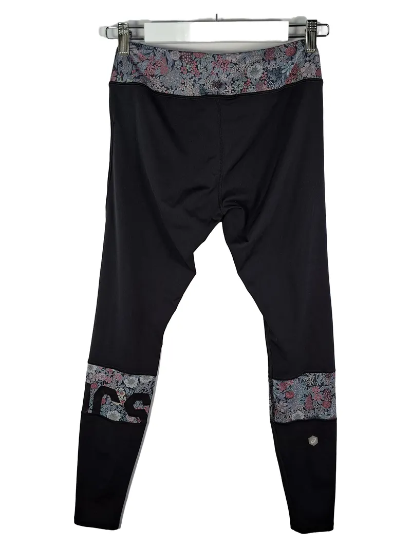 ASICS Damen Sport Leggings Blumenmuster Schwarz Größe S Motion Dry 2