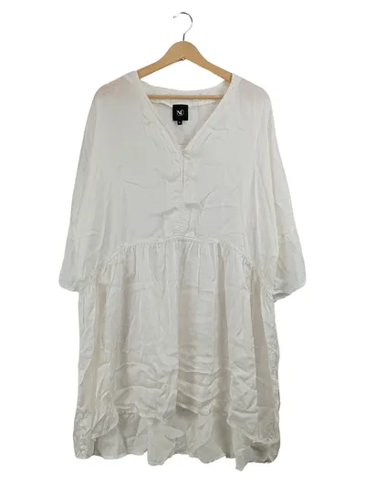 NÜ Denmark Blusenkleid Tunika Damen XL Weiß Bohemian Rüschen