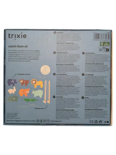 TRIXIE Angelspiel 8 magnetische Tiere Holz Motorikspielzeug ab 18M