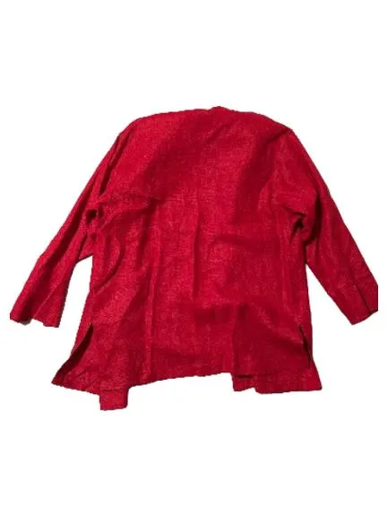 BASSET Damen Leinen Jacke Gr. 40 Orange Knöpfe Casual Sommer 3