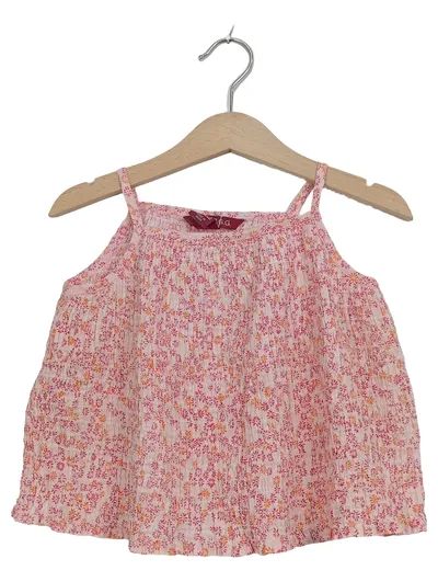 H&M L.O.G.G. Mädchen Top Blumenmuster Gr. 92 Rosa Sommer Träger