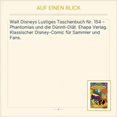 Lustiges Taschenbuch Nr. 154 Phantomias und die Dünnli-Diät Egmont Ehapa