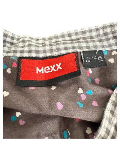 Mexx Mädchen Bluse Hemdkleid kariert grau Gr. 110/116 Langarm Rüschen