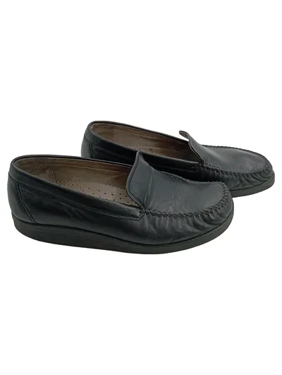 BÄR Damen Mokassin Slipper Leder Schwarz Größe 41 Komfort