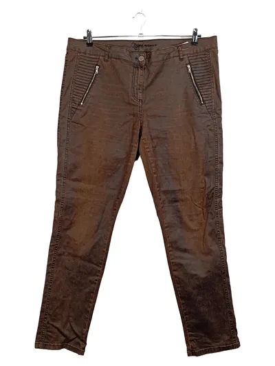 Kenny S. Damen Stoffhose Biker-Style Braun Größe 48 W30 Reißverschluss Urban