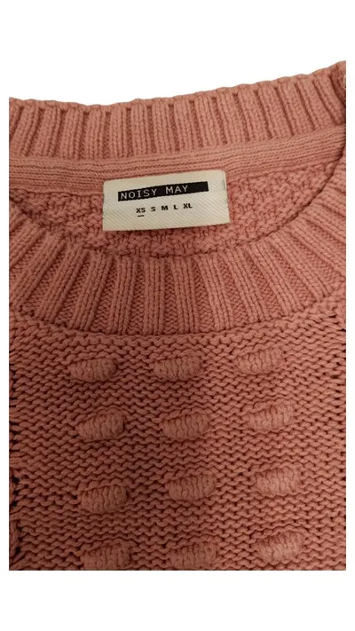 Noisy May Strickpullover Damen Gr. XS Rosa Zopfmuster Pullover