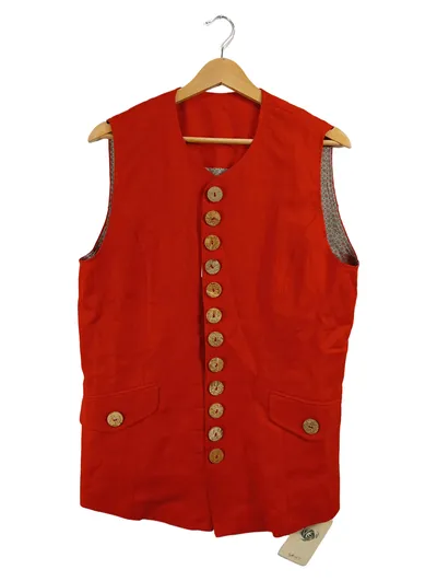BASSET Anzugweste Damen Gr. 38 Rot Leinen Trachten Knöpfe