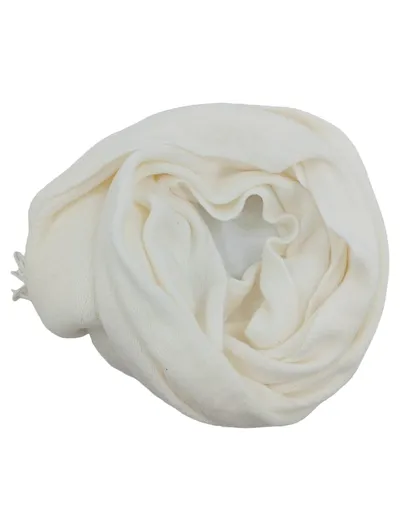 Poirier Damen Schal Weiß Wolle 200x60 cm Elegant Fransen
