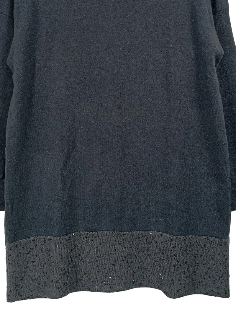 Fabiana Filippi Pullover Damen Kaschmir Seide Grau 3/4-Arm Pailletten Gr. 38 M 2