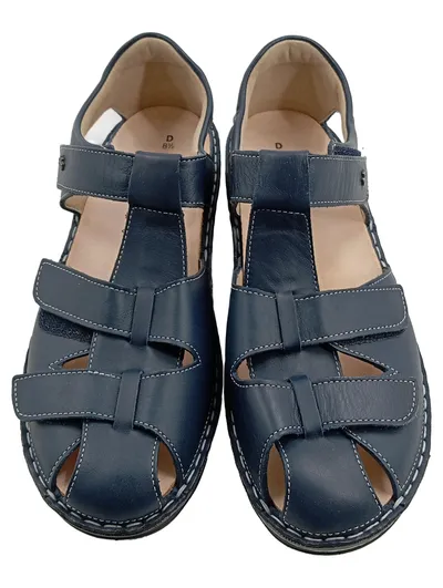 Finn Comfort Sandalen Damen Gr. 42.5 Blau Leder Klettverschluss Komfort