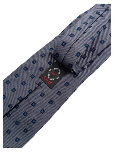 Ascot Krawatte Herren Seide Grau Blau Geometrisch Klassisch Business 145cm