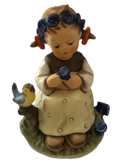 M.I. Hummel Figur Mädchen mit Blumen Vogel First Issue 1996/97