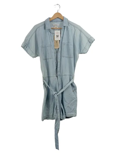 Garcia Damen Jumpsuit Kurzarm Blau Gr. S 100% Baumwolle Freizeit