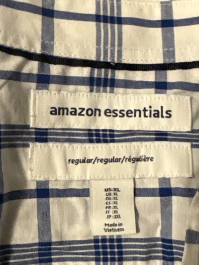 Amazon Essentials Herren Freizeithemd kariert Kurzarm Blau Weiß Gr. XL