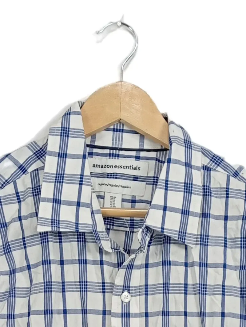 Amazon Essentials Herren Freizeithemd kariert Kurzarm Blau Weiß Gr. XL 3