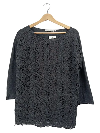 Fabiana Filippi Damen Pullover Spitze Grau Gr. 44 Elegant Made in Italy