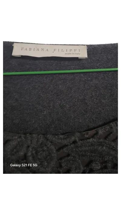 Fabiana Filippi Damen Pullover Spitze Grau Gr. 44 Elegant Made in Italy