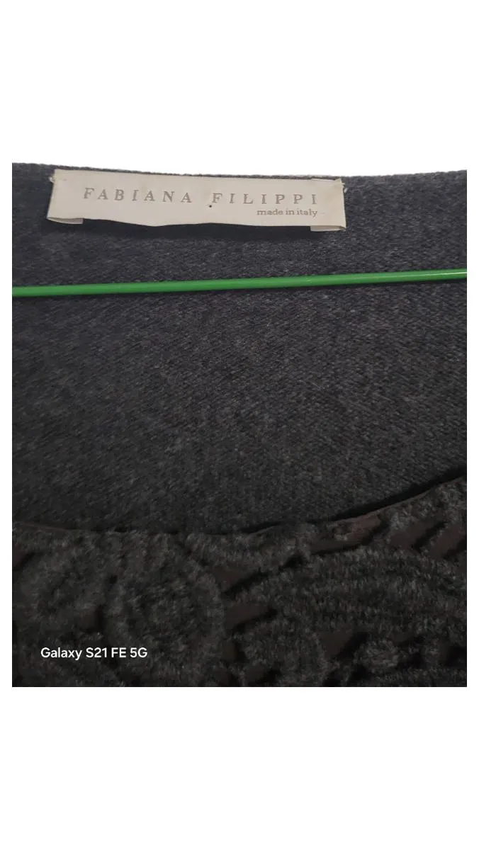 Fabiana Filippi Damen Pullover Spitze Grau Gr. 44 Elegant Made in Italy 2