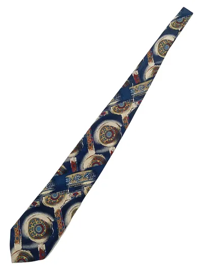 RAPP Krawatte Herren Blau Retro Muster 145cm Polyester Business Vintage