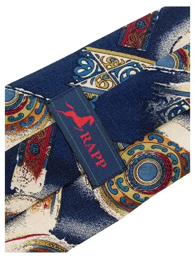 RAPP Krawatte Herren Blau Retro Muster 145cm Polyester Business Vintage