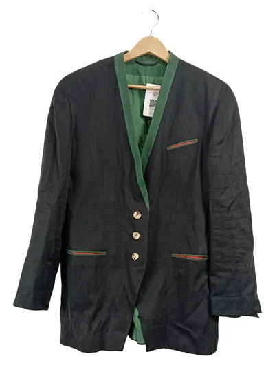 ADMONT Trachtenjanker Herren Jacke Gr. 40 Leinen Grau Grün Trachtenjacke