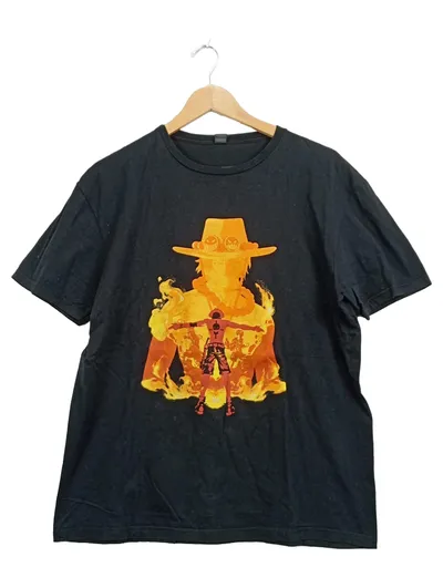 Gildan T-Shirt One Piece Portgas D. Ace Feuer Anime Herren Gr. L Schwarz
