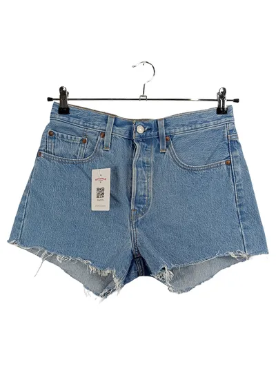 Levi's 501 Jeans Shorts Damen W27 Blau Cut-Off Fransen High Waist