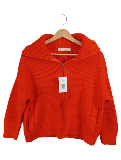 Liviana Conti Damen Strickjacke Reißverschluss Orange Gr. 42 XL Wolle