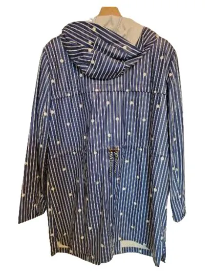 Tom Tailor Regenjacke Damen XL Blau Gestreift Kapuze Maritim