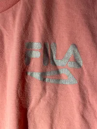 FILA Damen T-Shirt Crop Top Rosa Silber Logo Gr. XL Sportlich 2