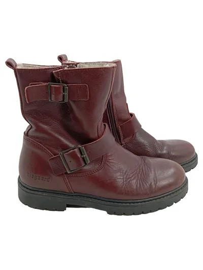 Bisgaard Kinder Leder Stiefel Mädchen Gr. 36 Bordeaux Rot Biker Boot