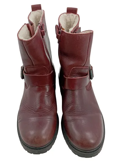 Bisgaard Kinder Leder Stiefel Mädchen Gr. 36 Bordeaux Rot Biker Boot