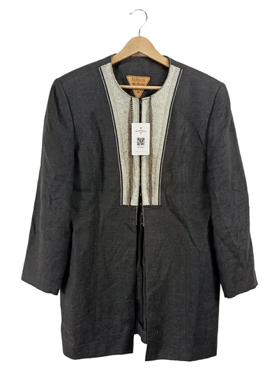 Fallwick Damen Blazer Jacke Gr. 38 Grau Elegant Stickerei Perlen