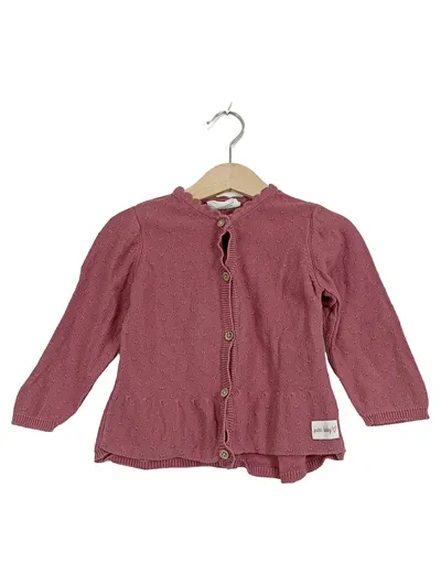 Purebaby Mädchen Strickjacke Gr. 86 Rosa Baumwolle Lochmuster