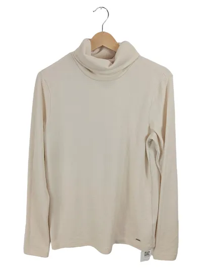 Herrlicher Damen Rollkragenpullover Gr. 38 Beige Langarm Basic