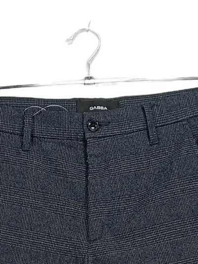 GABBA Herren Anzughose Kariert Grau Slim Fit Größe 40 Reißverschluss