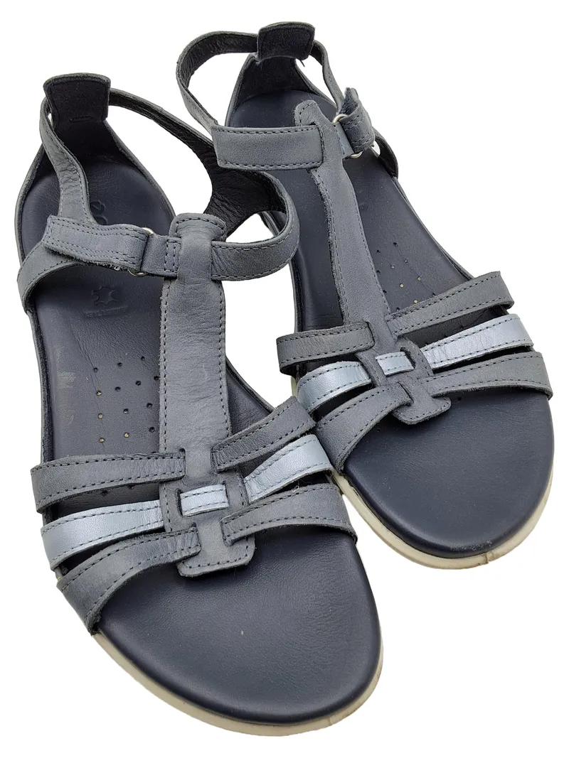 ECCO Damen Sandalen Gladiator Leder Grau Größe 39 Komfort Sommer 1