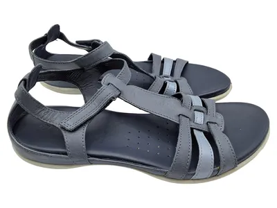 ECCO Damen Sandalen Gladiator Leder Grau Größe 39 Komfort Sommer