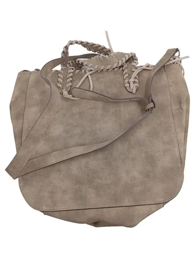 Steve Madden Damen Beuteltasche Grau Leder Nieten Wildleder Tasche