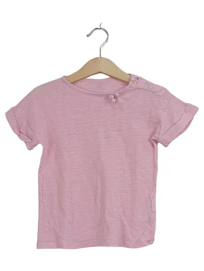 Petit Bateau T-Shirt Mädchen Gr. 110 Rosa Leinen Kurzarm Basic
