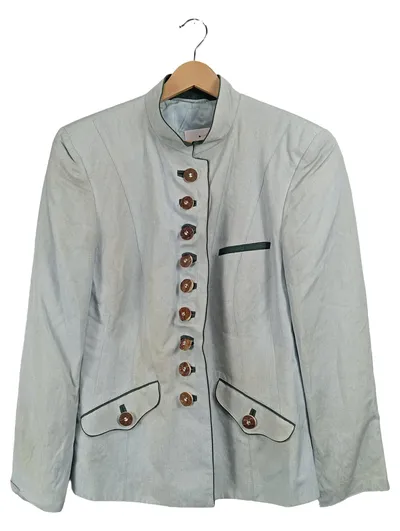 Gaisberger Couture Trachtenjacke Damen Gr. 42 Grau Leinen Viskose