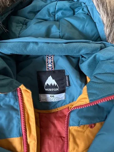 Burton Damen Skijacke XXS Orange Petrol Kapuze Fellbesatz Snowboardjacke