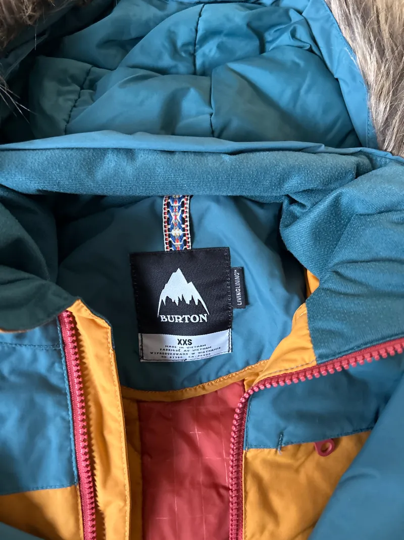 Burton Damen Skijacke XXS Orange Petrol Kapuze Fellbesatz Snowboardjacke 2