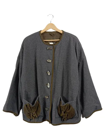 Dagmar Ertinger Damen Trachtenjacke Gr. 40 Grau 100% Wolle Trachten