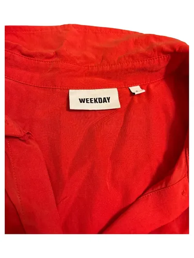 Weekday Damen Hemdbluse Kurzarm Rot Gr. S Modal Casual