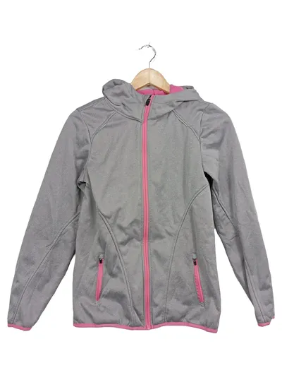 Crivit Outdoorjacke Kinder Gr. 158/164 Grau Pink Kapuze Softshell